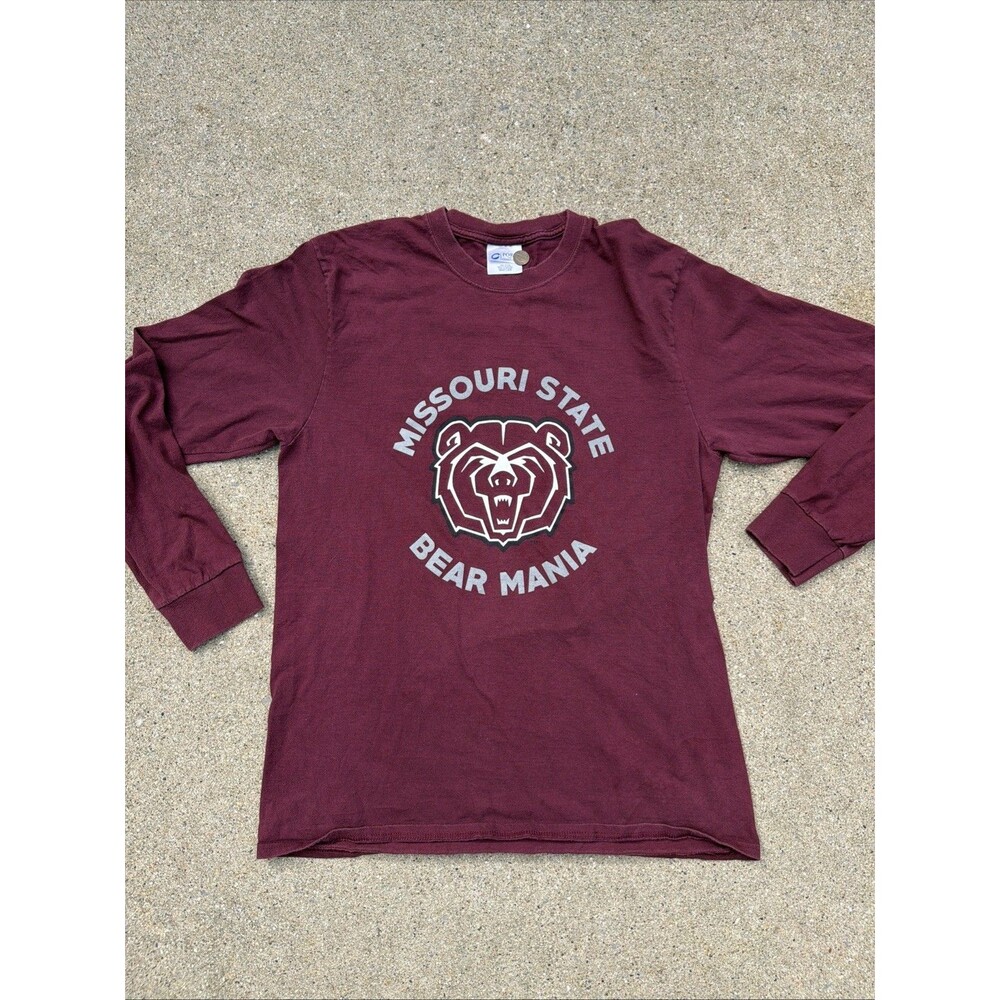 Port And Company Missouri State Bear Mania Maroon Long Sleeve Logo Large Shirt